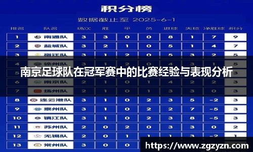 南京足球队在冠军赛中的比赛经验与表现分析